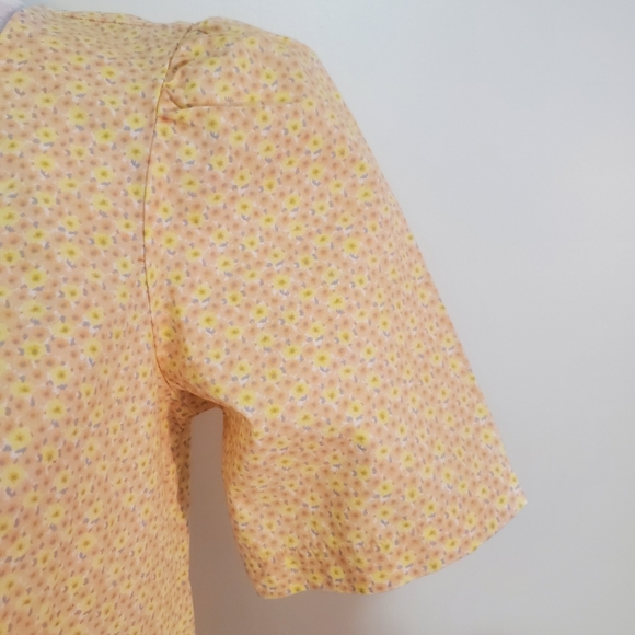 Levi's Marcella yellow floral cotton short sleeve tiered prairie dress XS NWT - Picture 8 of 14